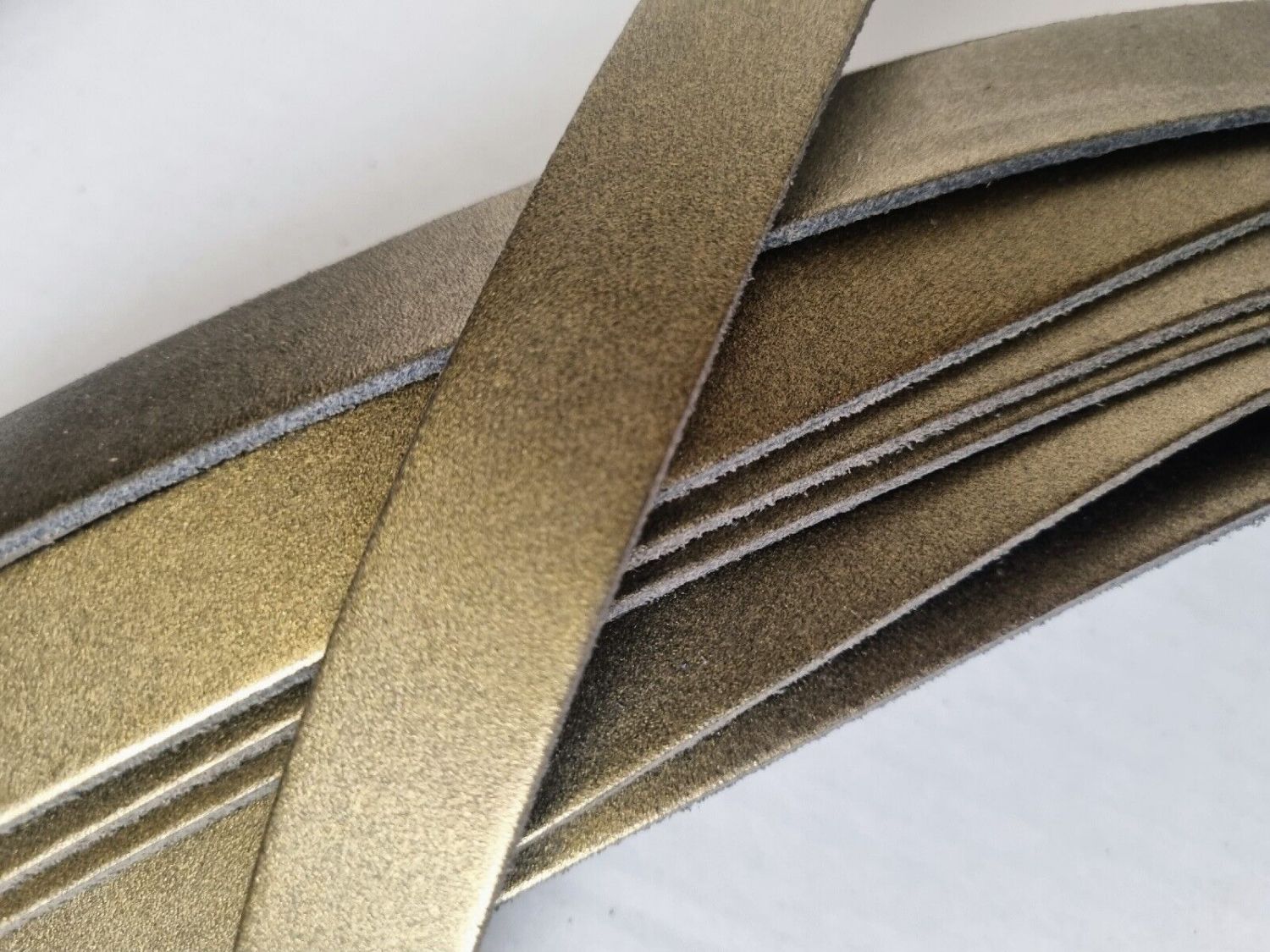 Pack of 10 Leather Straps/Collars/Choker Blanks with Holes 24 x 1 (Khaki Metallic)